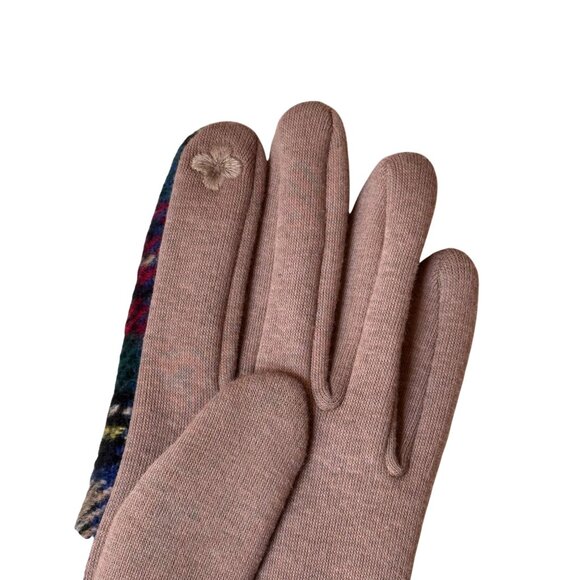 NWT Womens Plaid Touchscreen Gloves Button Embellishment Fleece Lining Top It Of - Picture 4 of 6